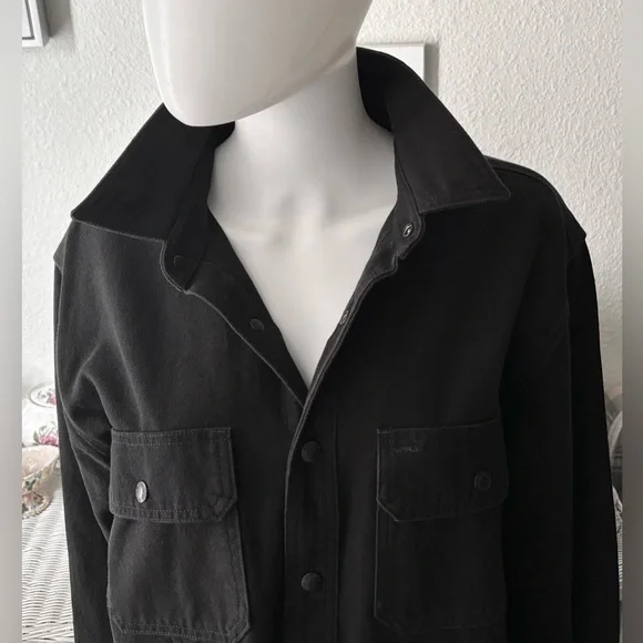Filson Canvas Work Shirt 100% Cotton Snap Button Style 20172112 in Black Size L